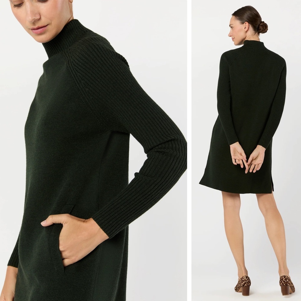 Ann Mashburn - Hadley Milano-Stitch Dress - Bottle Green Extra Fine Merino Wool - Picture 3 of 15